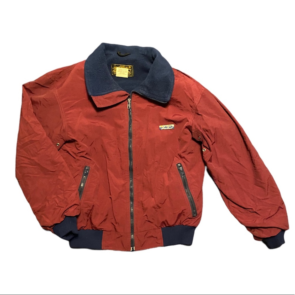 Eddie Bauer Men’s small snow jacket. Dark burgundy red, blue inside